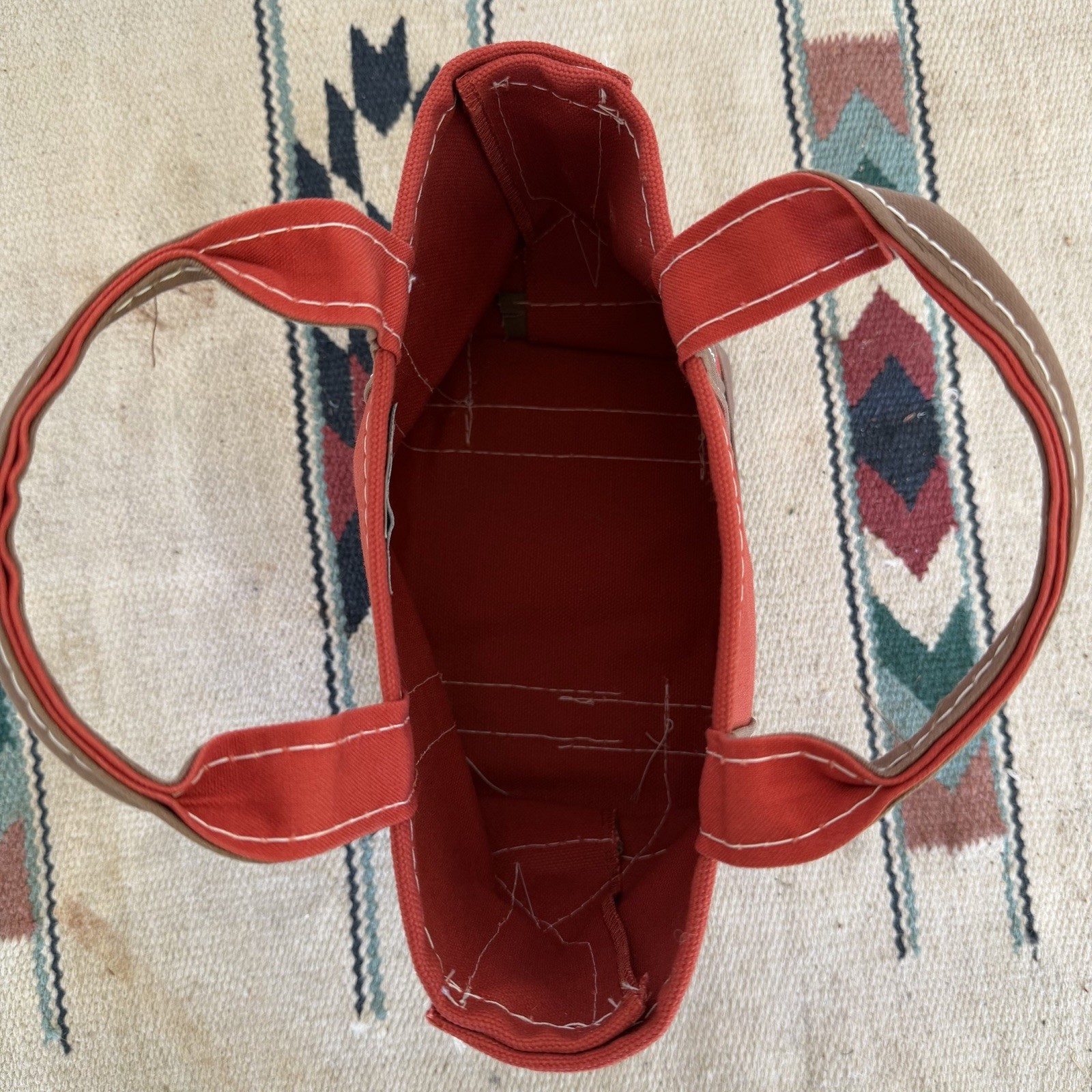 LL Bean Mini Boat & Tote Canvas Bag USA Vtg Burnt Orange Rust Brown 90s Crispy