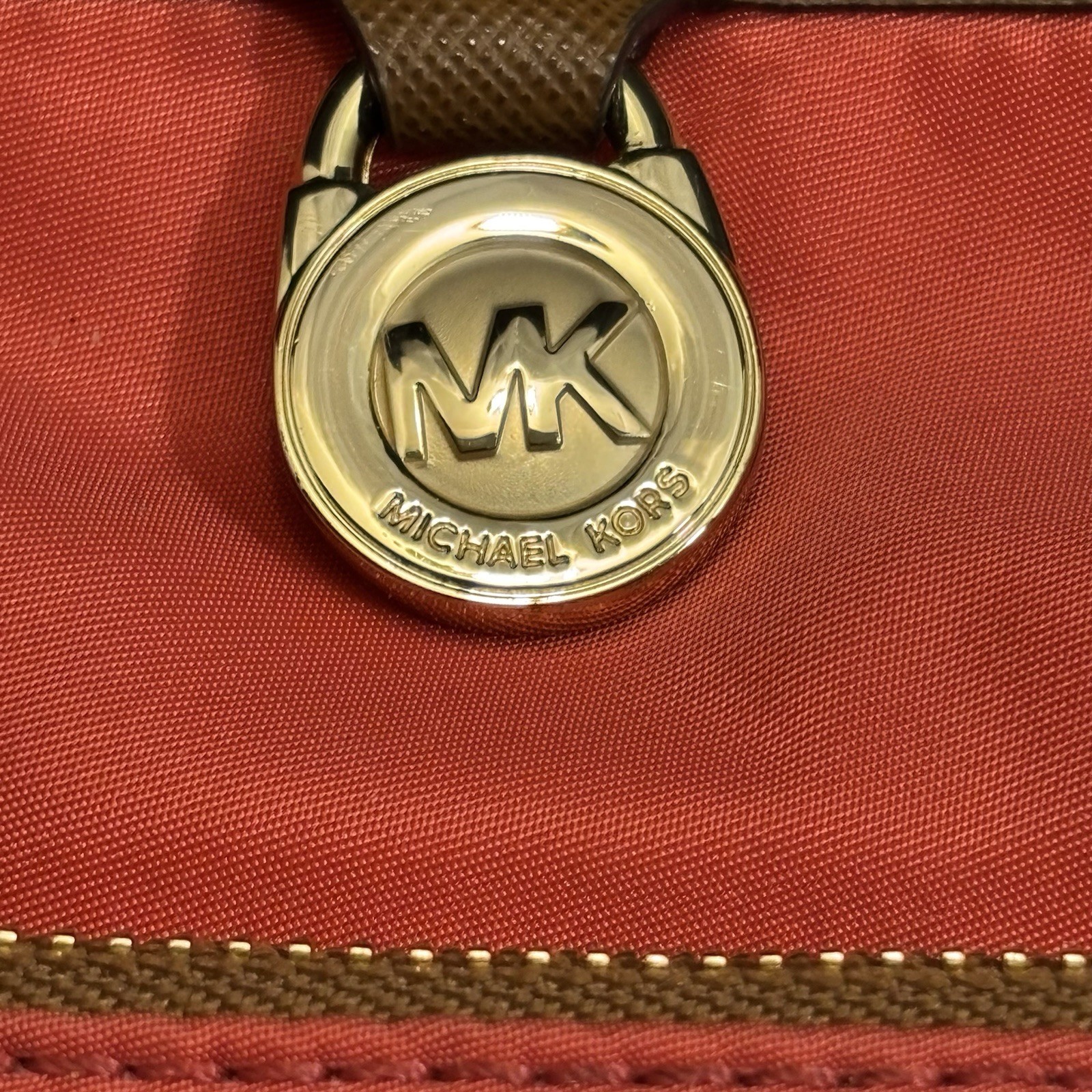Michael Kors Nylon Crossbody Bag Purse Orange/Red