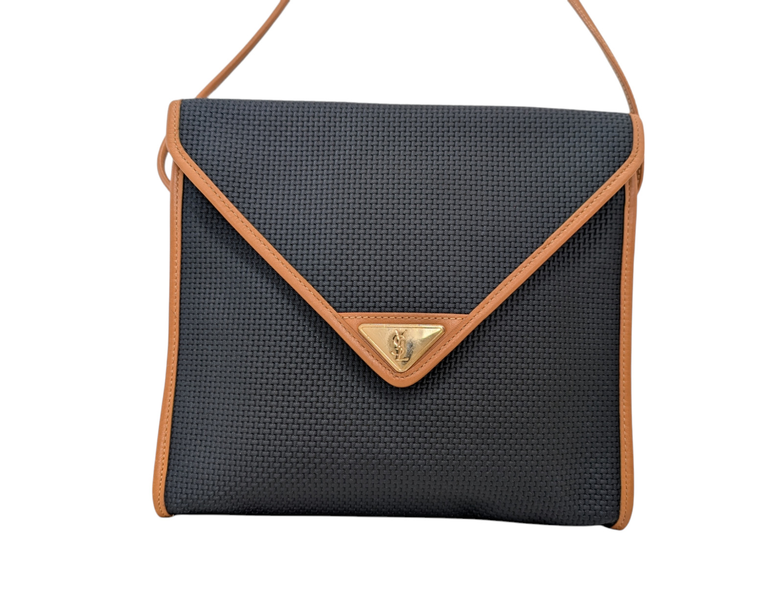 Yves Saint Laur Shoulder Bag Purse Black PVC Leather Vintage YSL