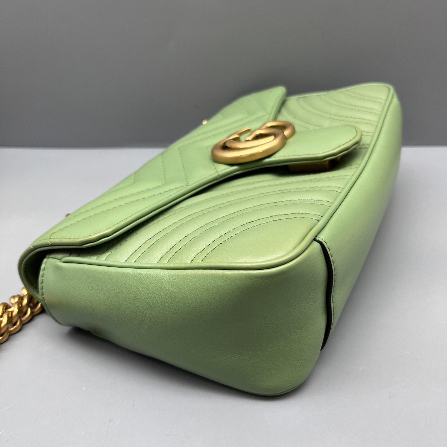 Gucci Chevron Small Gg Marmont Green Calfskin (ws071326b7r)