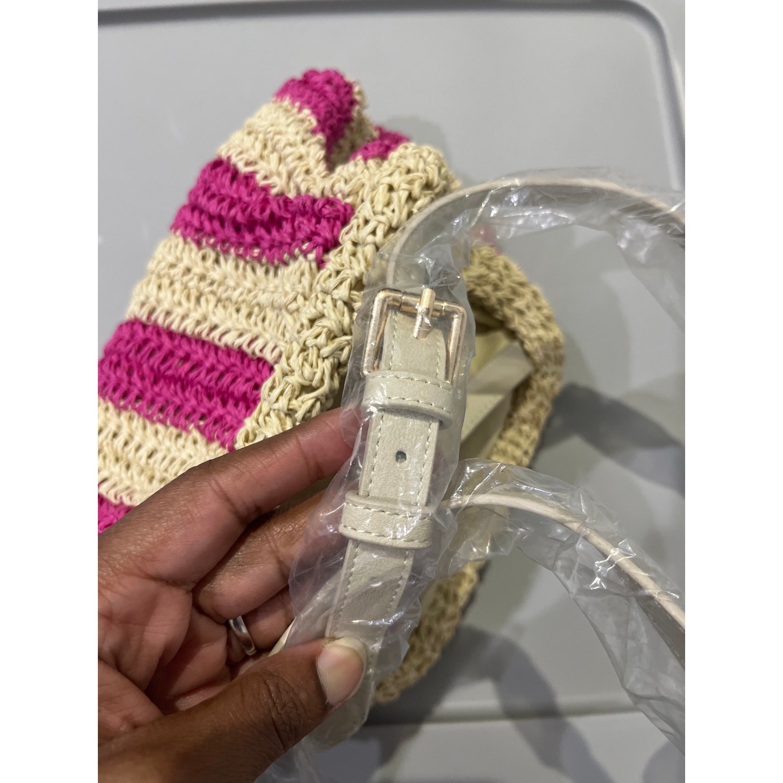 NWT Ann Taylor Loft Woven Straw Dumpling Handbag