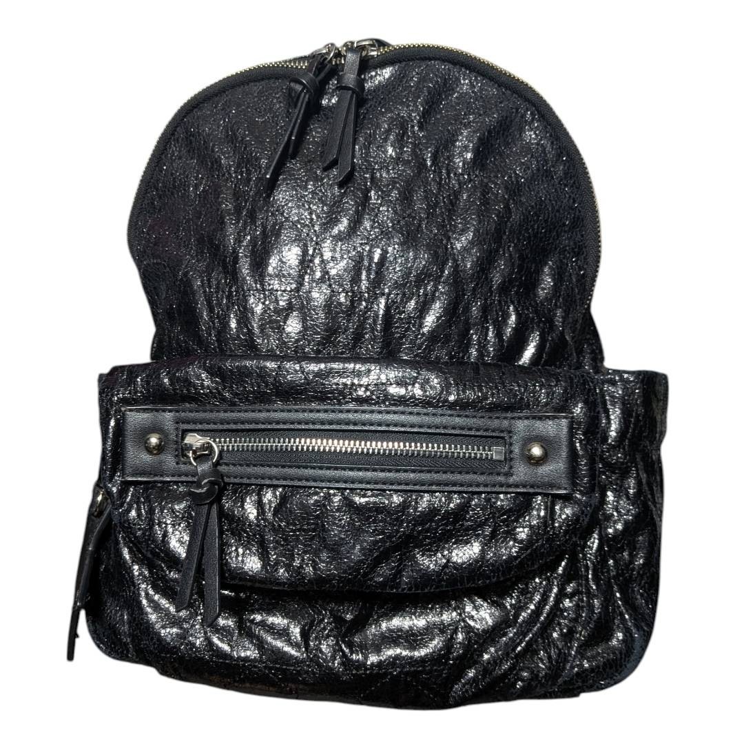ANNA SUI Black Enamel Grain Backpack Star Charm Y2K Japan Excellent