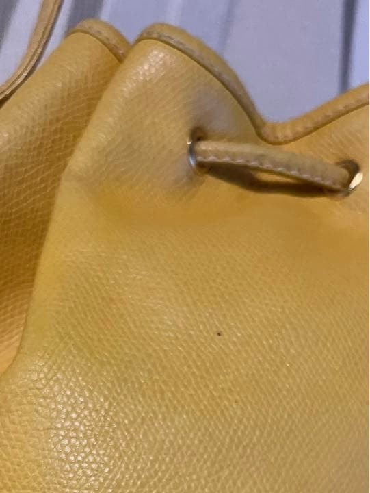 LOEWE Anagram 2-Way Drawstring Shoulder Handbag Yellow Leather Women Strap 120cm