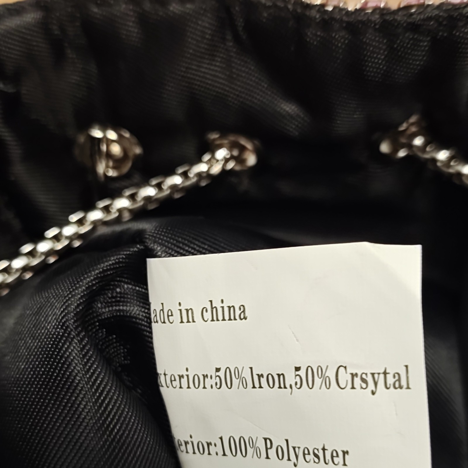 Pink/Silver Rhinestone Crystal Bucket Bag Drawstring Chain Crossbody
