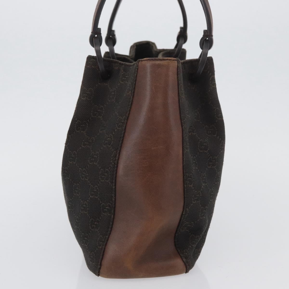 GUCCI GG Canvas Tote Bag Brown Silver 101919 Auth hk3623