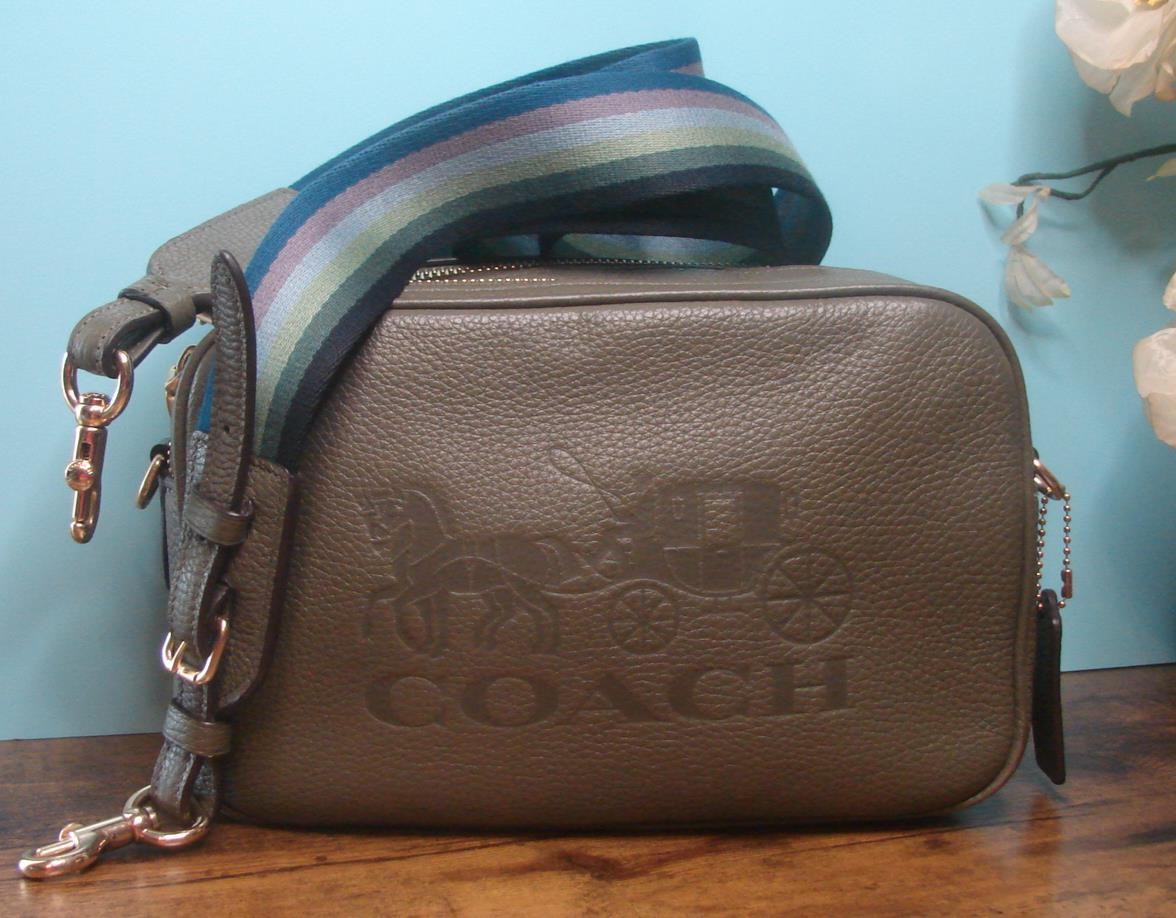 Coach Jes Olivine Green Embossed Horse & Carriage Logo Crossbody Bag