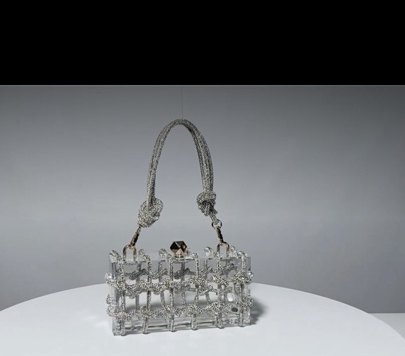 Crystal-Embellished Rhinestone Rope Acrylic Bag Clutch Cult Inspo Purse
