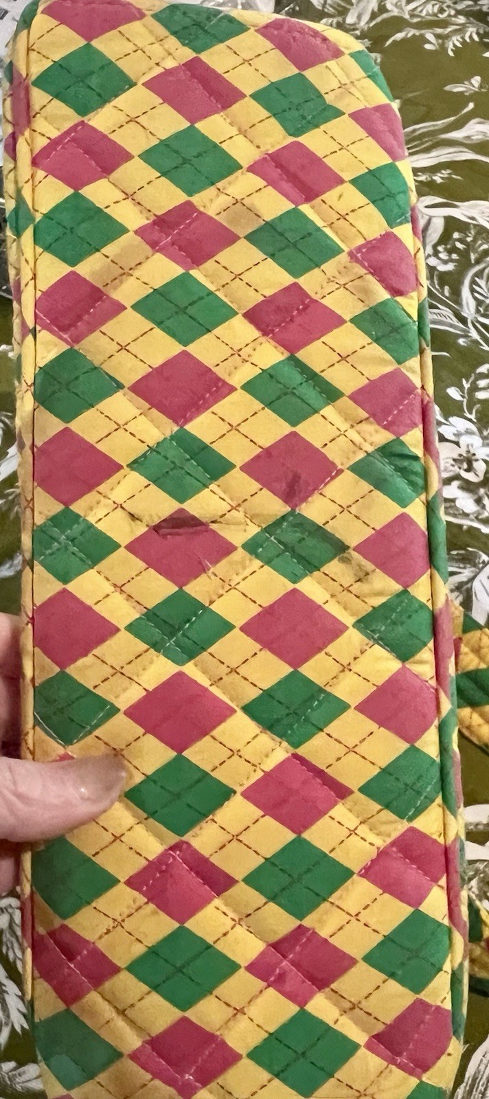 BELLA TAYLOR Bag. Green,yellow, Pink Quilted, Diamond Pattern Shoulder Strap.