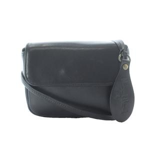 MARGARET HOWELL Shoulder Bag Leather Genuine Leather Black Flap with Logo harm