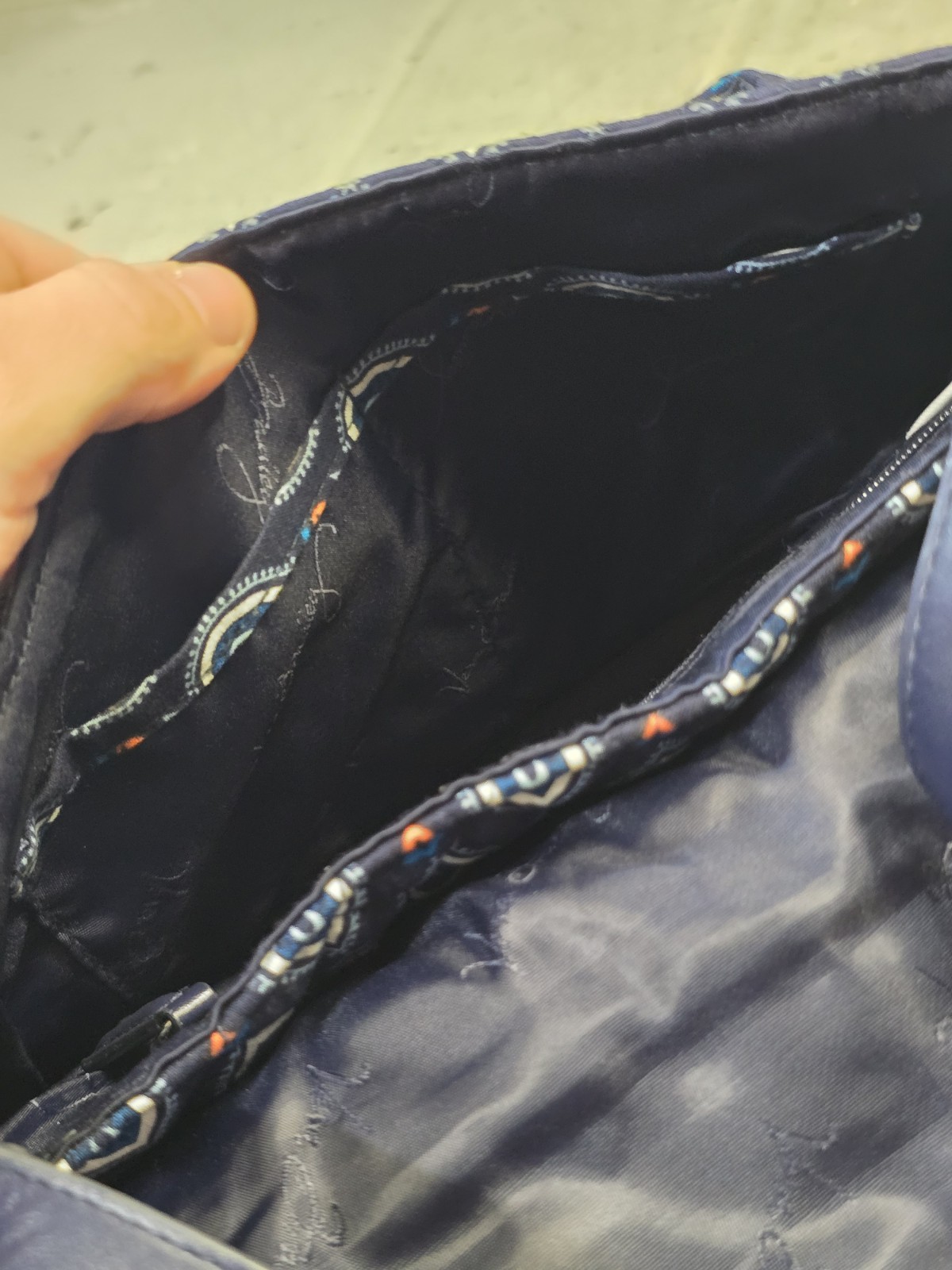 Vera Bradley Medium Trapeze Tote Shoulder Bag Marrakesh Motifs Navy Blue