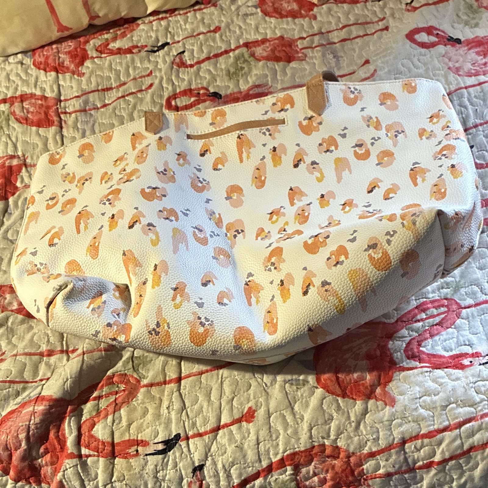 Around town soft water colored spots tote.