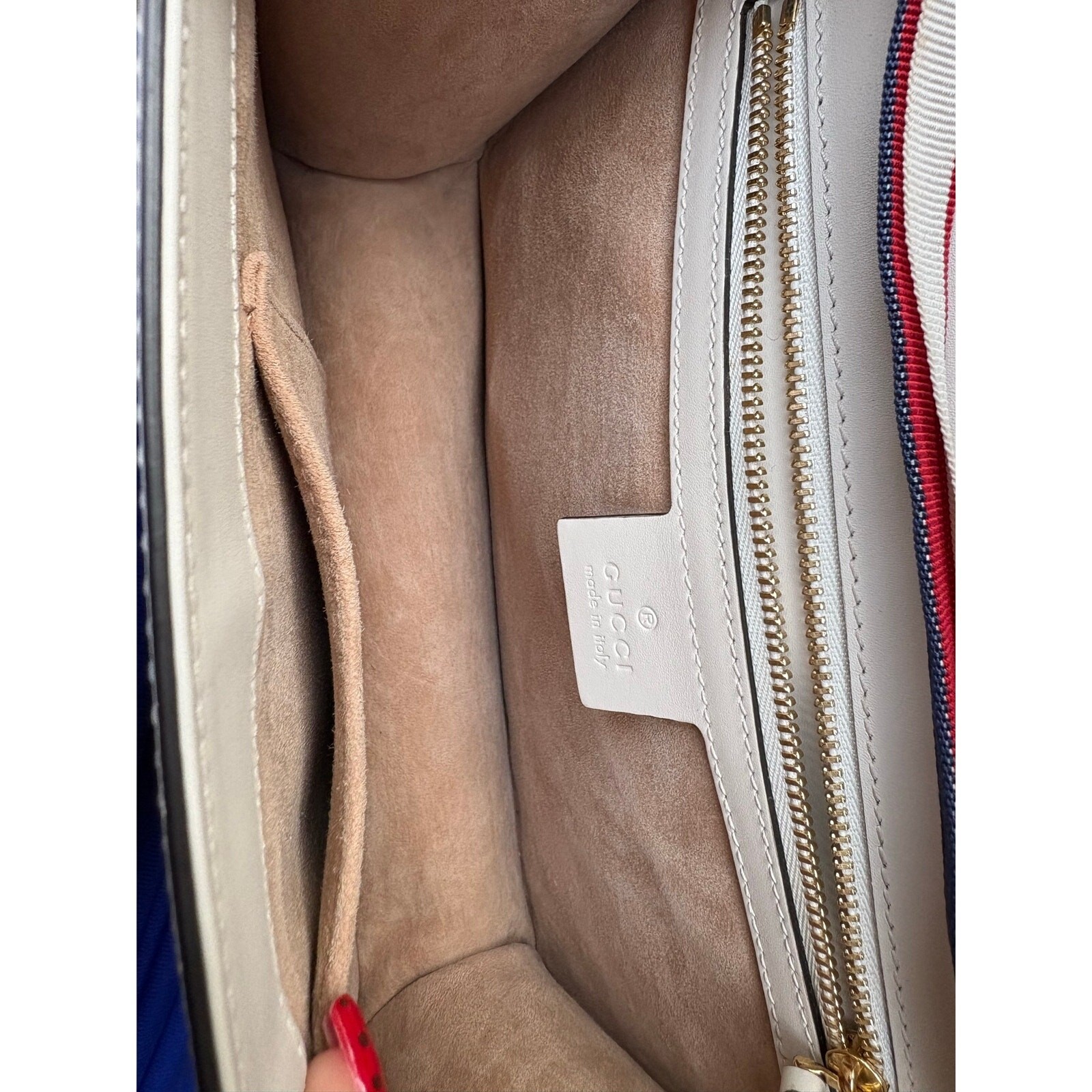 GUCCI Calfskin Small Sylvie Shoulder Bag Off White