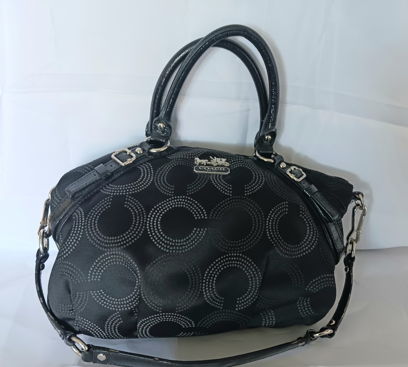Coach Madison Dotted Op Art Large Sophia Satchel Style #15957 BLK