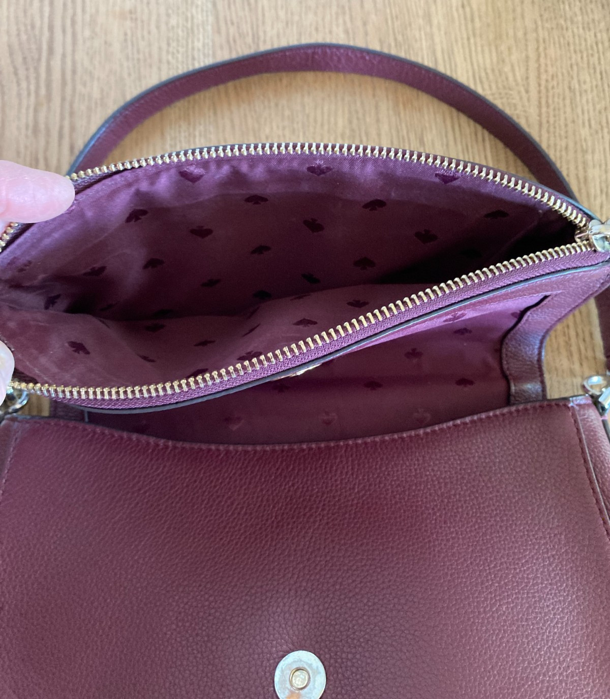 Kate Spade Burgundy Pebbled Leather Top Zip Flap Magnetic Snap Shoulder Bag