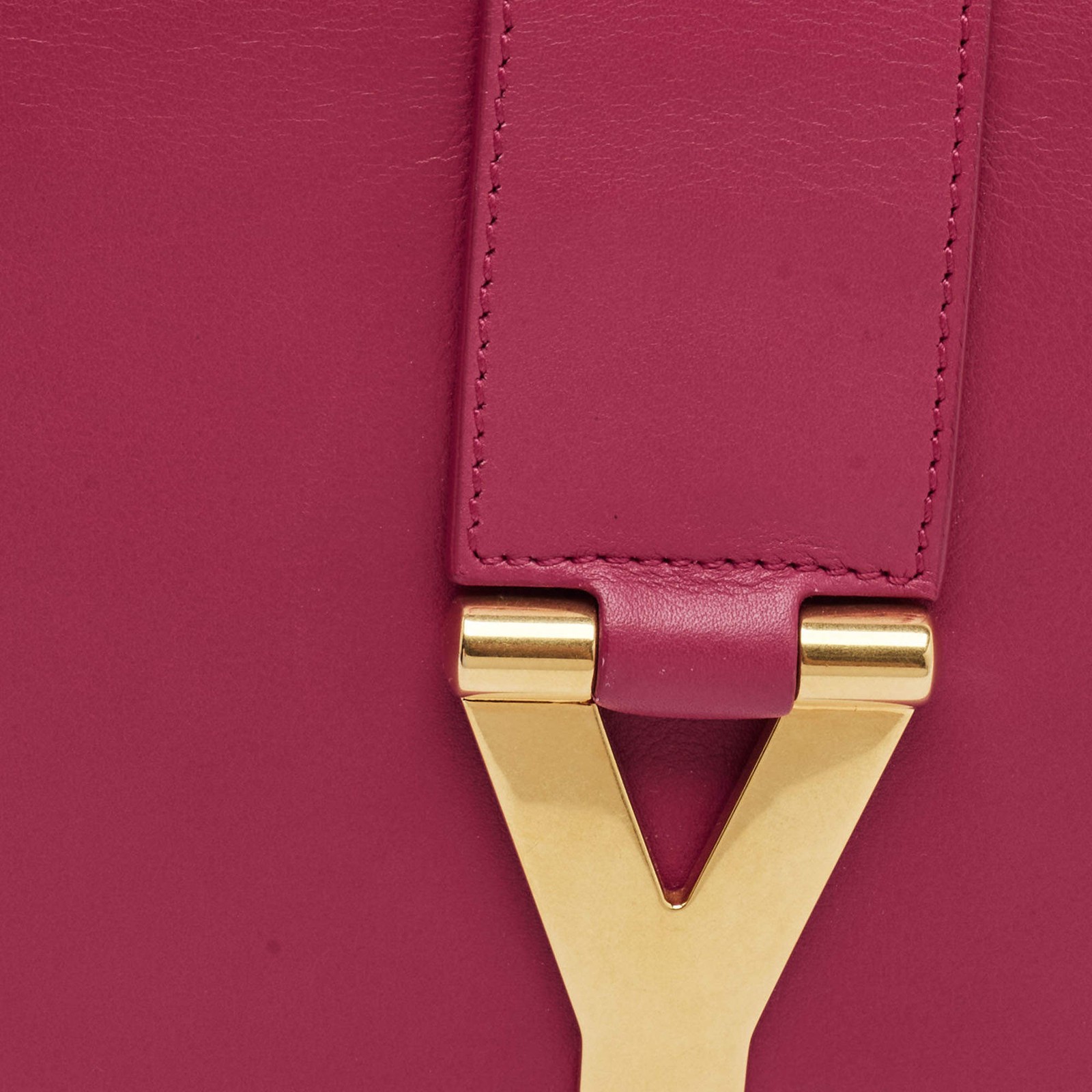 Saint Laurent Ligne Y Fuchsia Leather Clutch