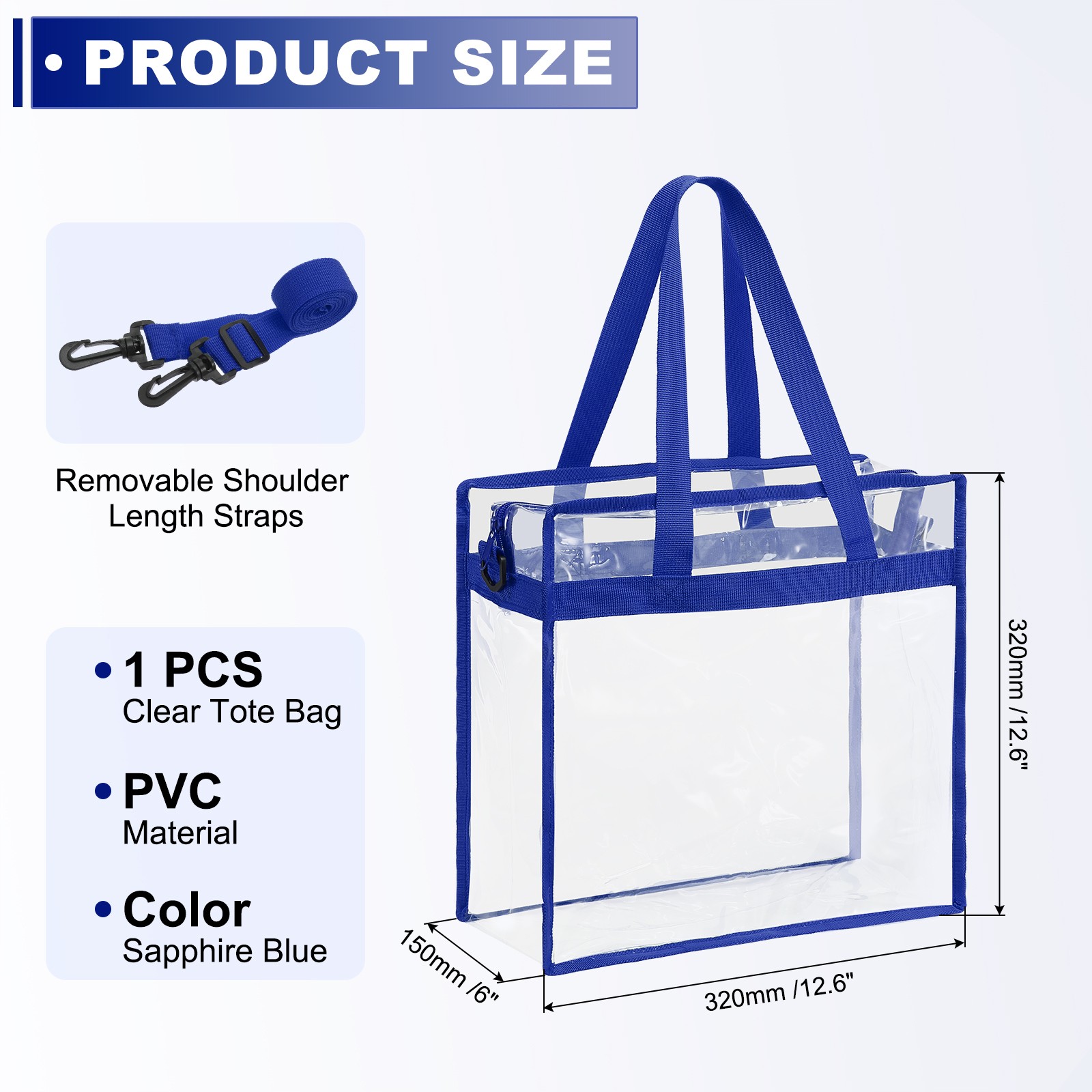 1Pcs 13″ x 6″ x 13″ Waterproof Closure Crossbody Shoulder Bag (Sapphire Blue)