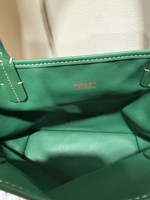 Authentic Goyard Goyardine Mini Anjou Tote – Green with Custom Dog Artwork