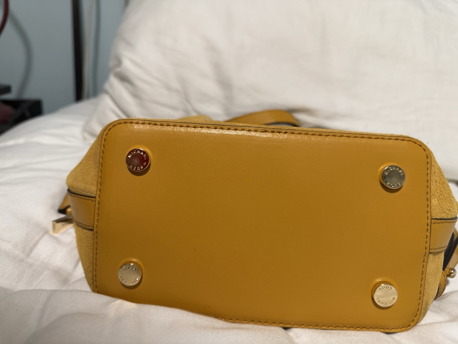 Michael Kors NWT Cary Embellished Bucket Crossbody. Full Inclusion Mustard! NWT