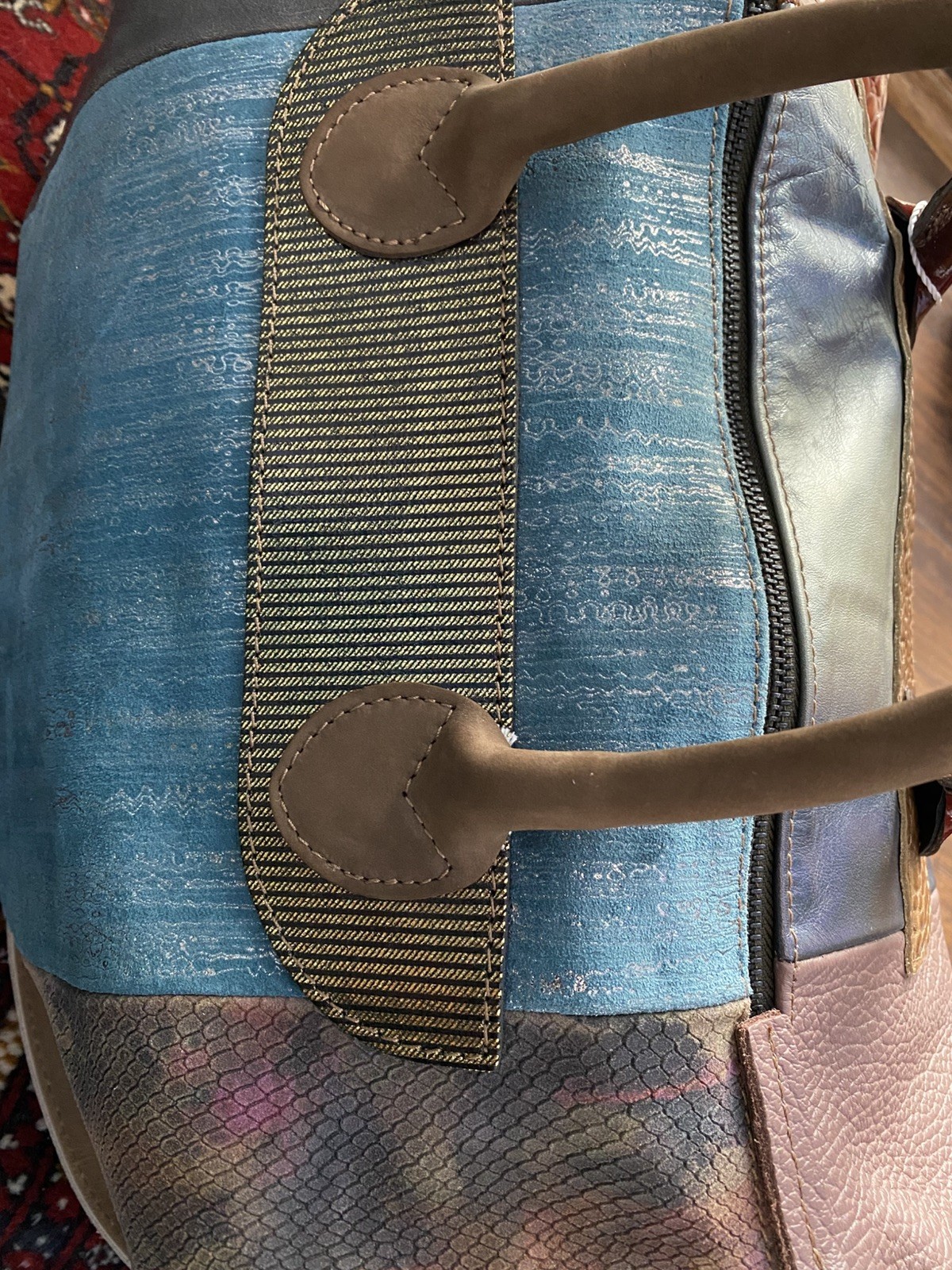 Colorful Handmade Italian Leather Large Designer Handbag One-of-a-Kind Sample