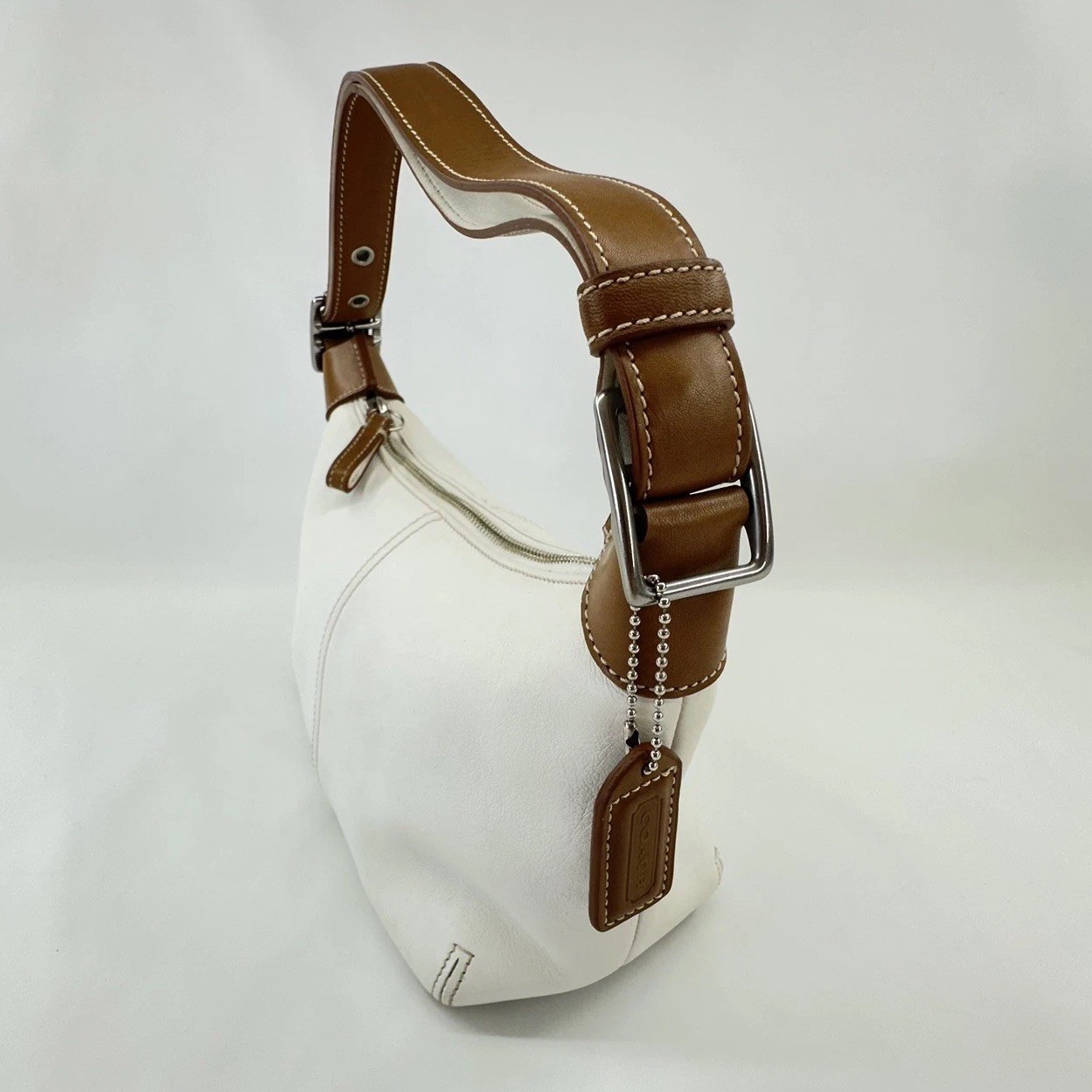 Coach Legacy Demi Hobo 9564 White Ivory Tan Leather Shoulder Bag Y2K Classic