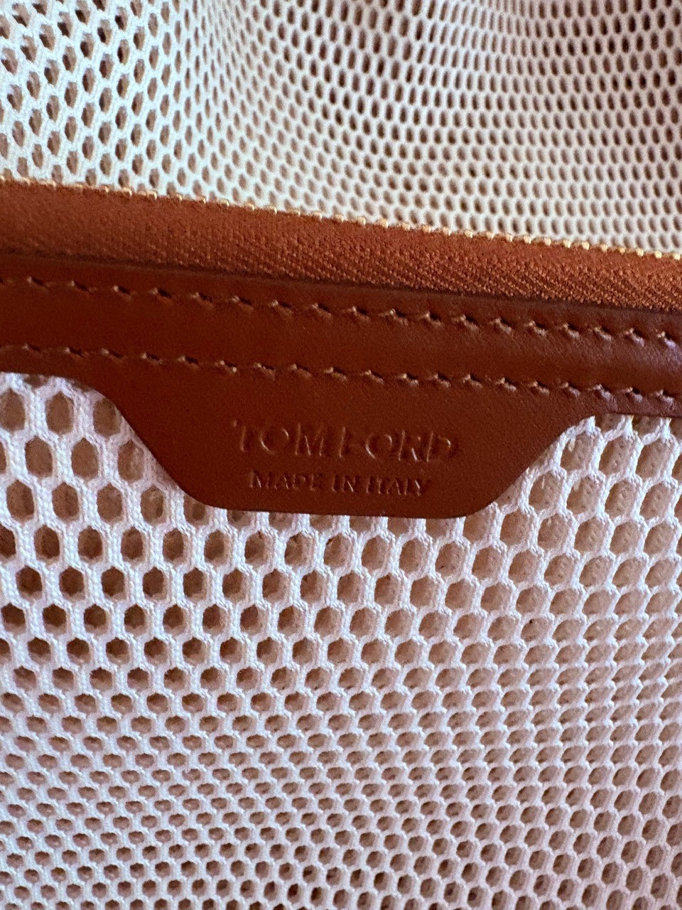 3.5k Auth Tom Ford Tote Bag Mesh Leather Trim w/Pouch Women/Men/Unisex