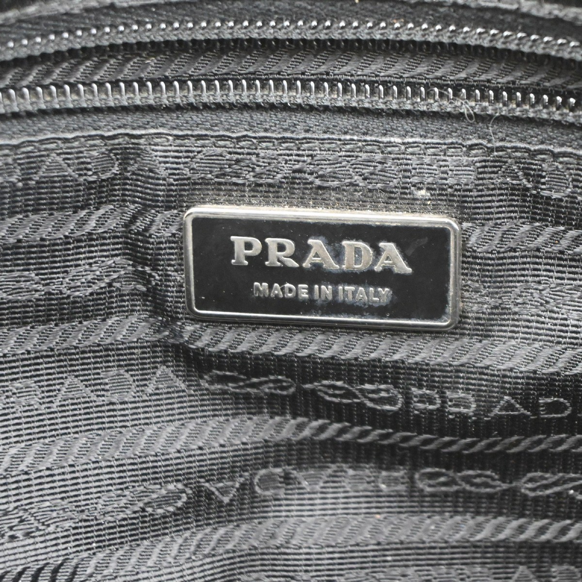 PRADA MILANO Logo Tessuto Hand Bag Nylon Leather Black SHW Italy 33CA503
