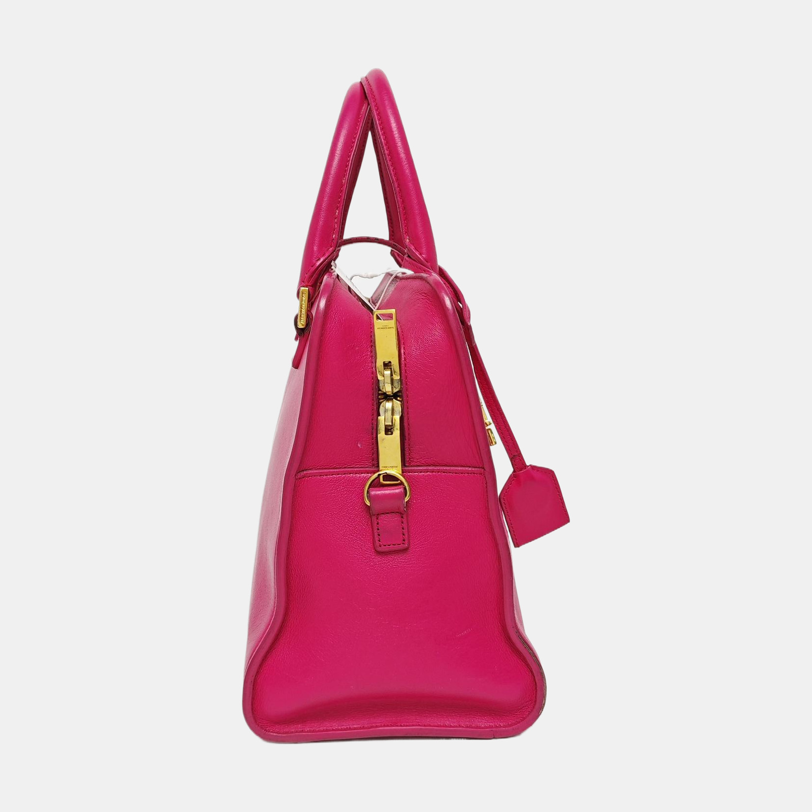 Saint Laurent Baby Cabas Hand Shoulder Bag Smooth Calfskin Leather Fuchsia Pink