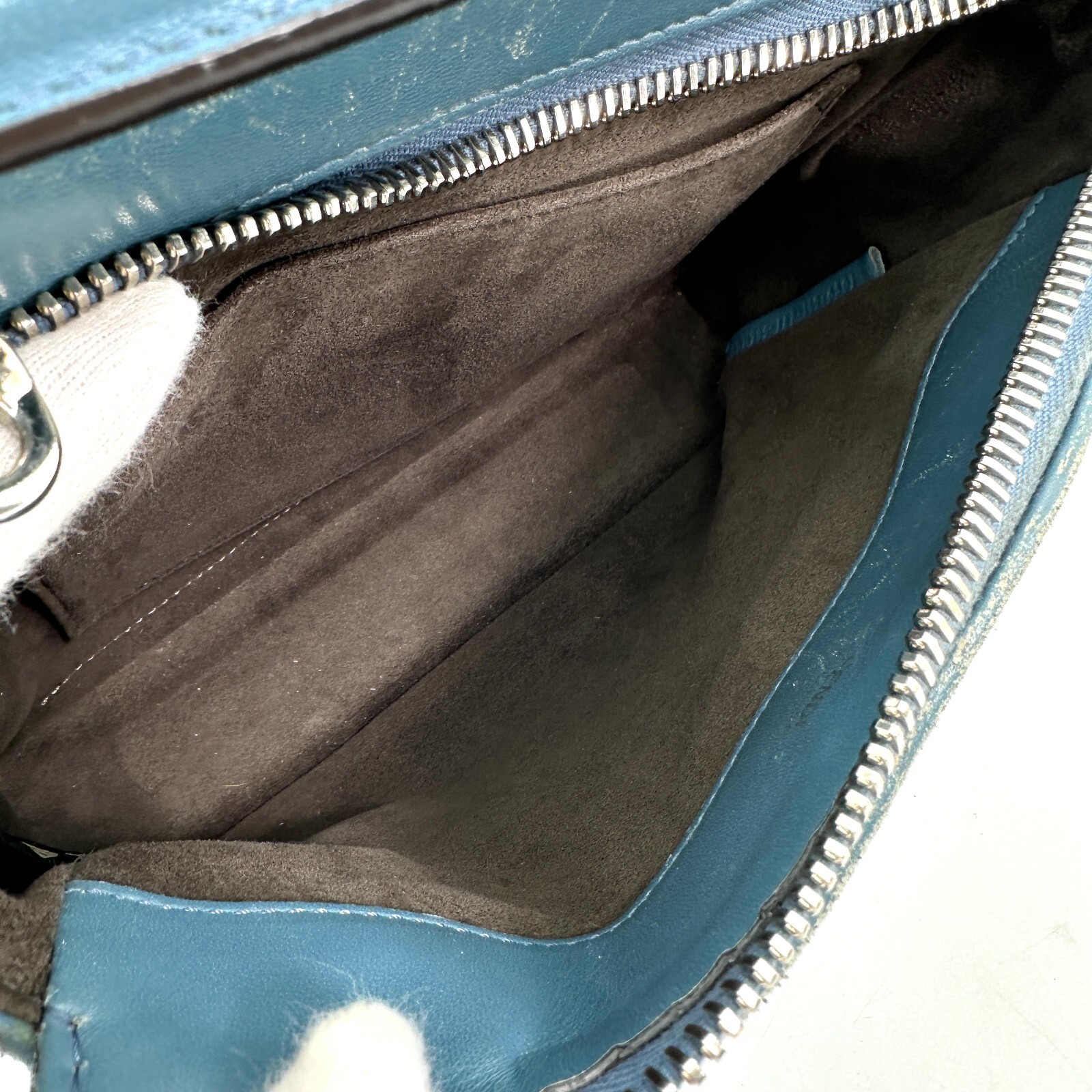 FENDI Dotcom Mini Women’s Handbag Blue Quilted Leather Top Handle Bag