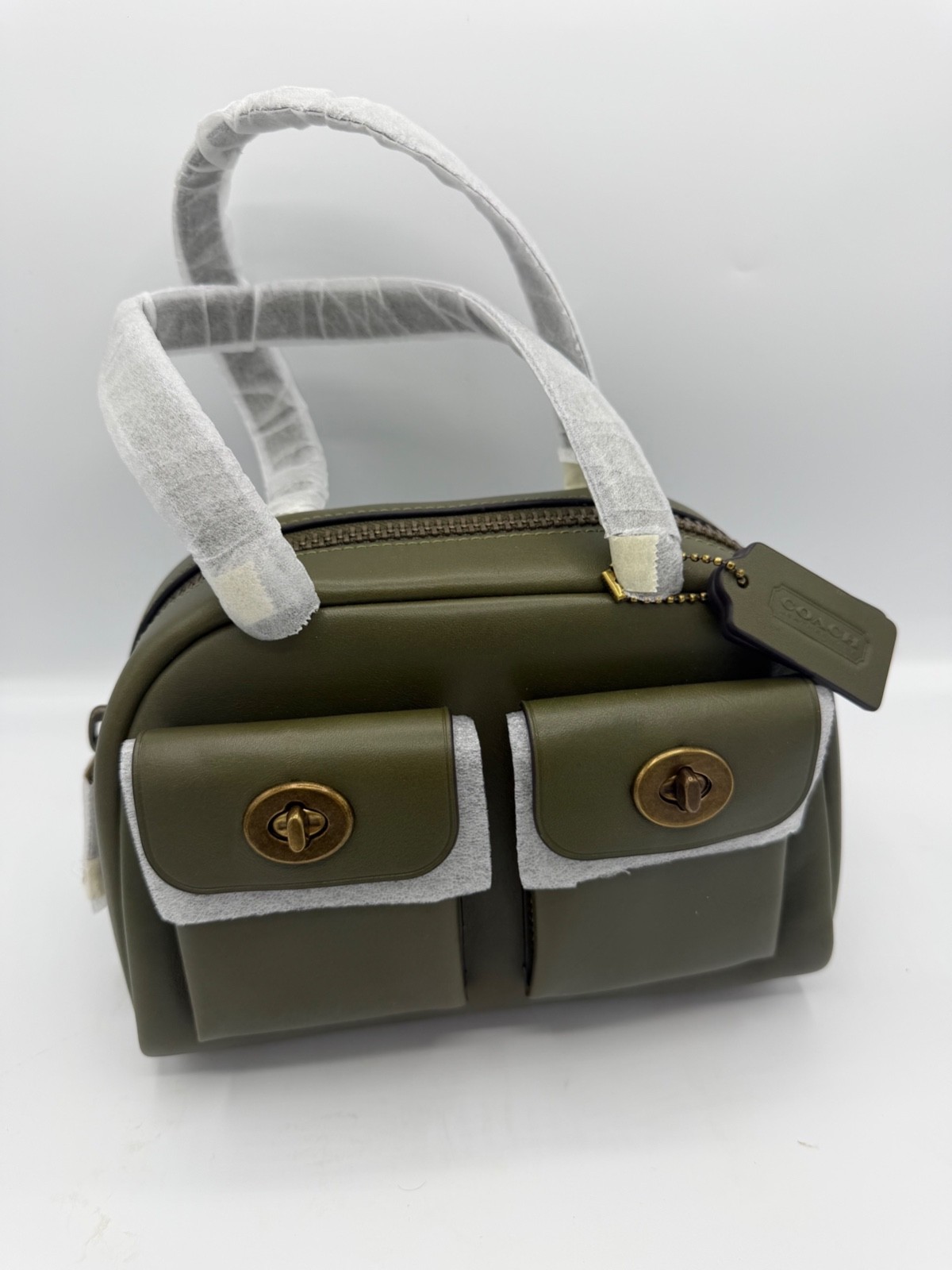 Coach Turnlock Bag 20 Olive Leather Satchel Crossbody Bag CCC55 NWT