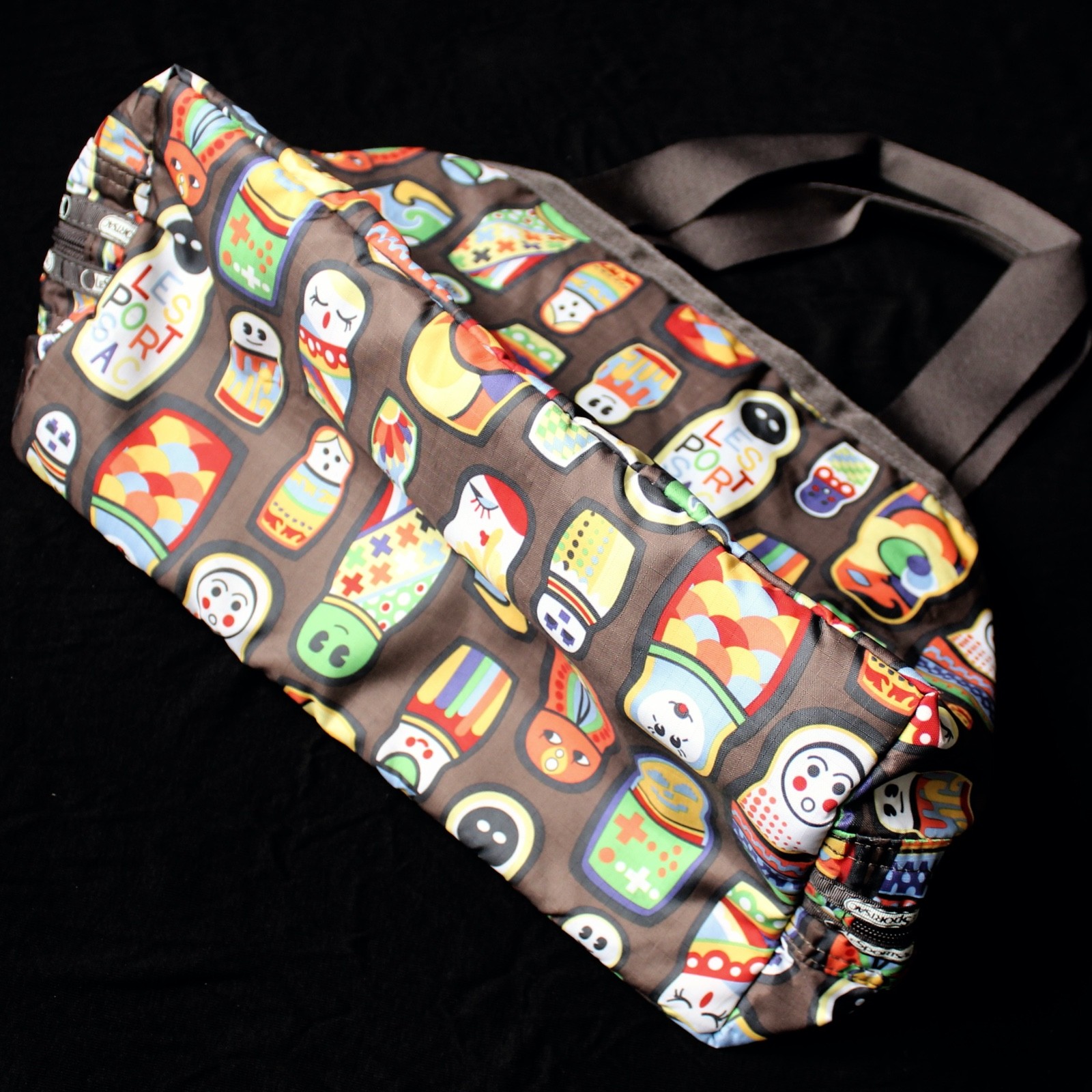 LeSportSac Molly Tote Russian Nesting Doll Matryoshka Dolls Bag Brown