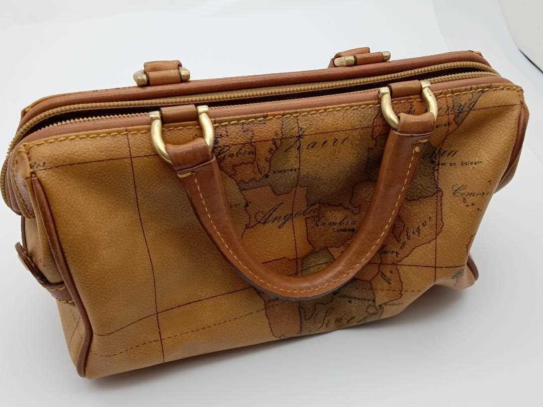 PRIMA CLASSE Handbag Boston Bag Map Leather Brown Women’s USED FROM JAPAN