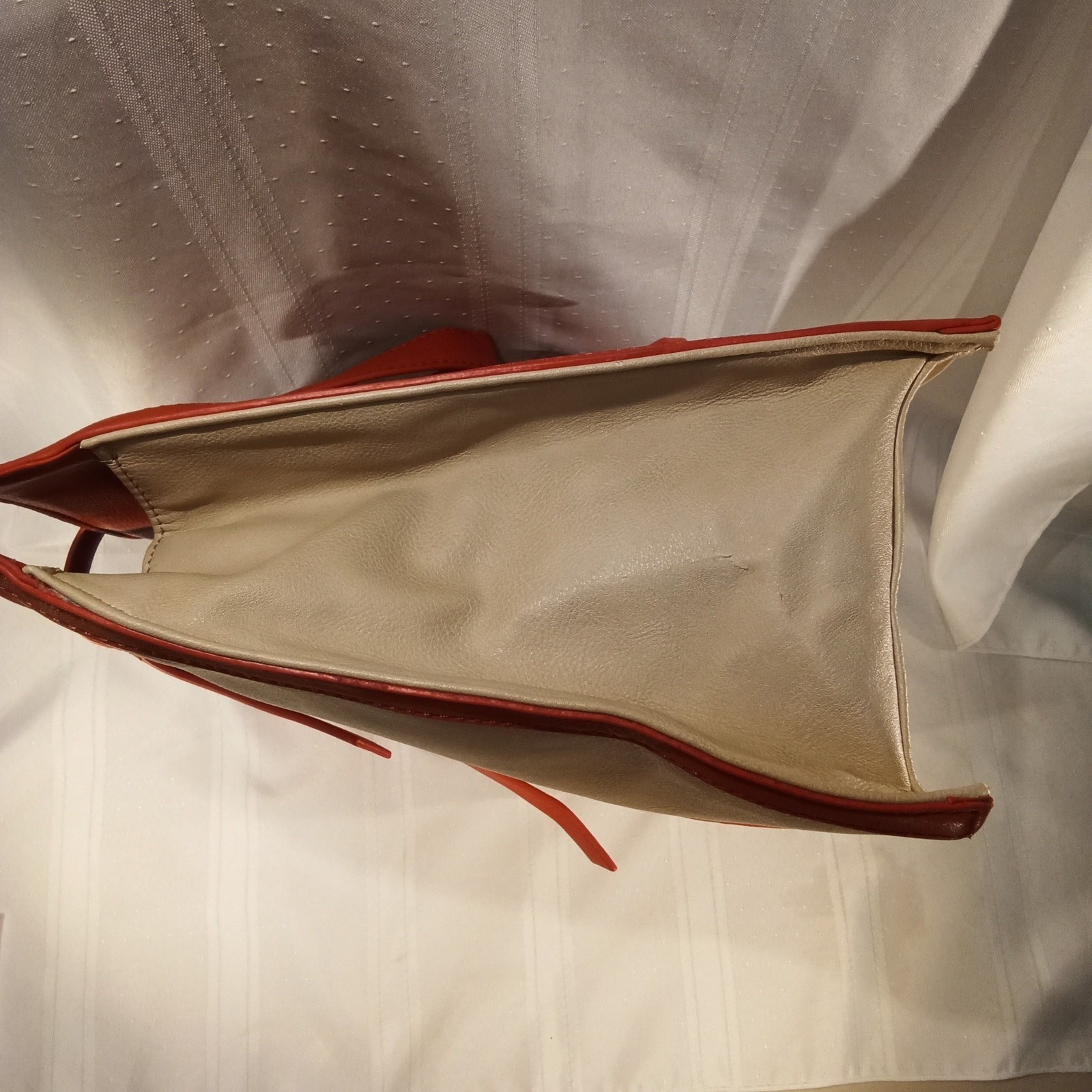 Big Buddha Tan & Orange Leather Trim Tote Bag – Good Condition
