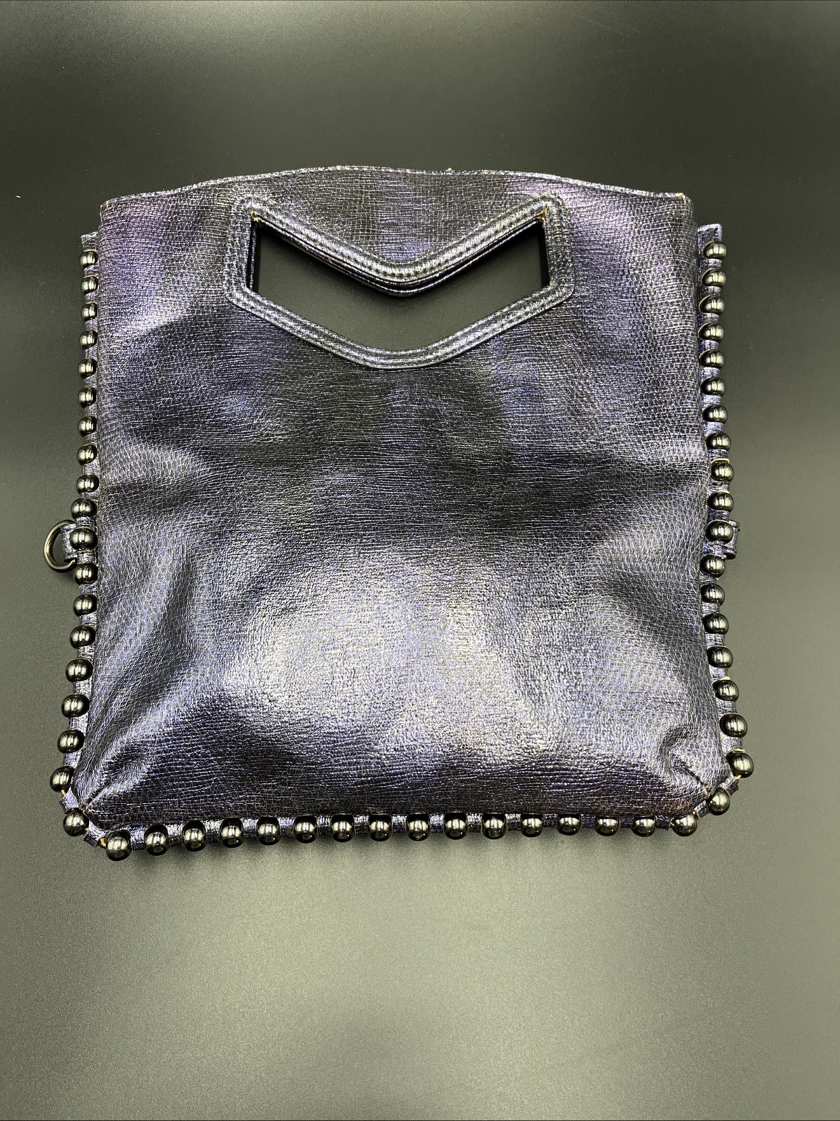 Metallic Purple Convertible Envelope Beaded Clutch Purse, Crossbody Shoulder Bag