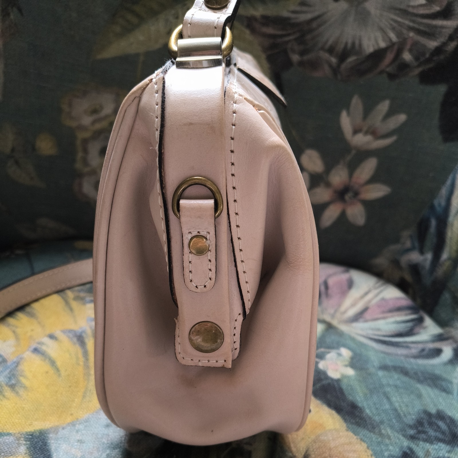 NWT Patricia Nash Gracchi Leather Satchel Chalk White Tooled Leather Cross body