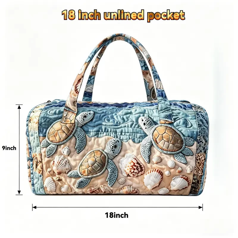 Unisex Boho Quilted Weekender Bag-Large turtle shell Quilted Duffle Bag Carry-on