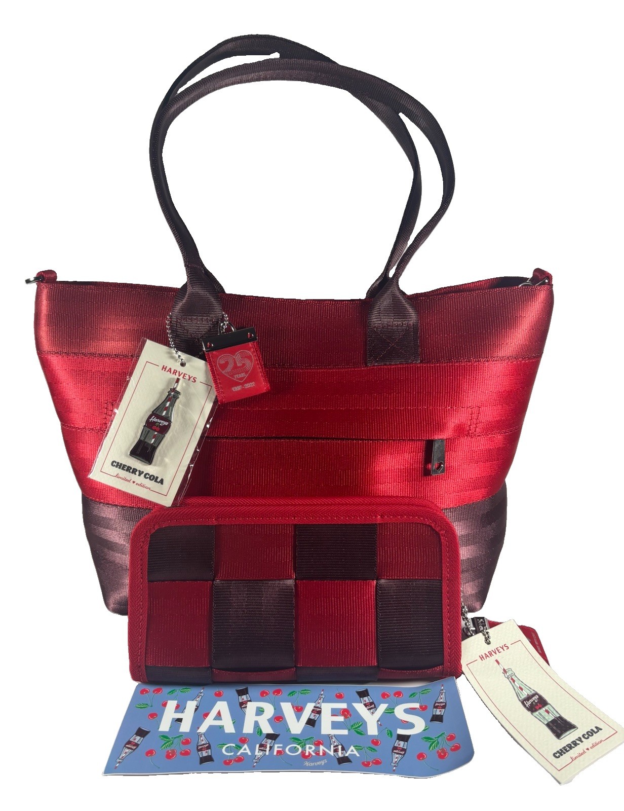 Harveys LTD Cherry Cola Mini Streamline Tote # 73 of 250 and Classic Wallet NWT