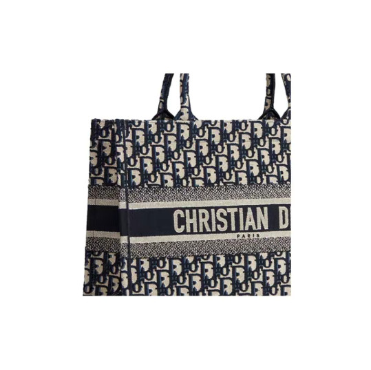 DIOR BookTote Embroidered Handbag Medium Women’s Cowboy Blue 14.2*6.5*10.8 in