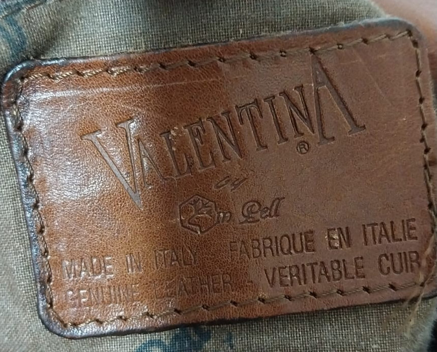 Vintage VALENTINA Italy Genuine Brown Leather Sling Backpack Rucksack Bag