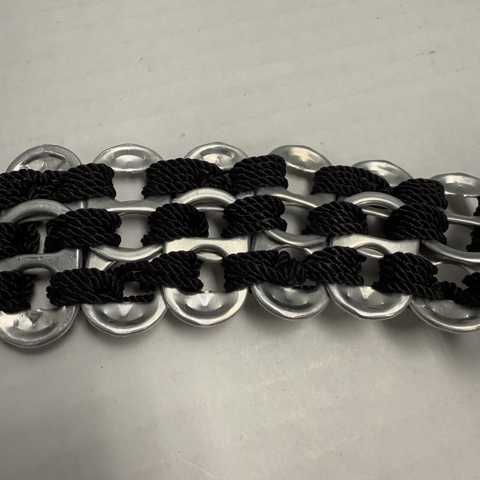 Handmade Up Cycled Aluminum Soda Pop Top Pull Tab Crocheted Boho Black Purse