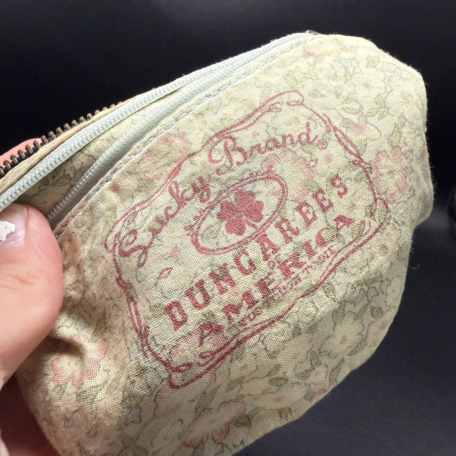 Lucky Brand Dungarees Denim Coin Purse Dark Wash Denim Zip Top