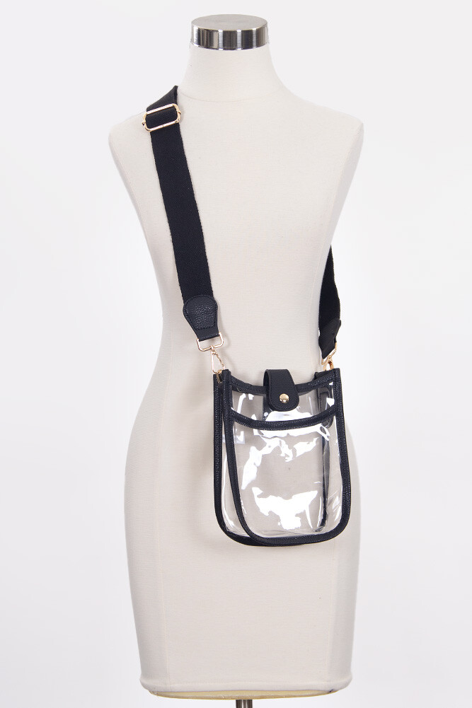 UNNI Women Everyday Clear Stadium Solid Color Colorful Trim Crossbody Bag