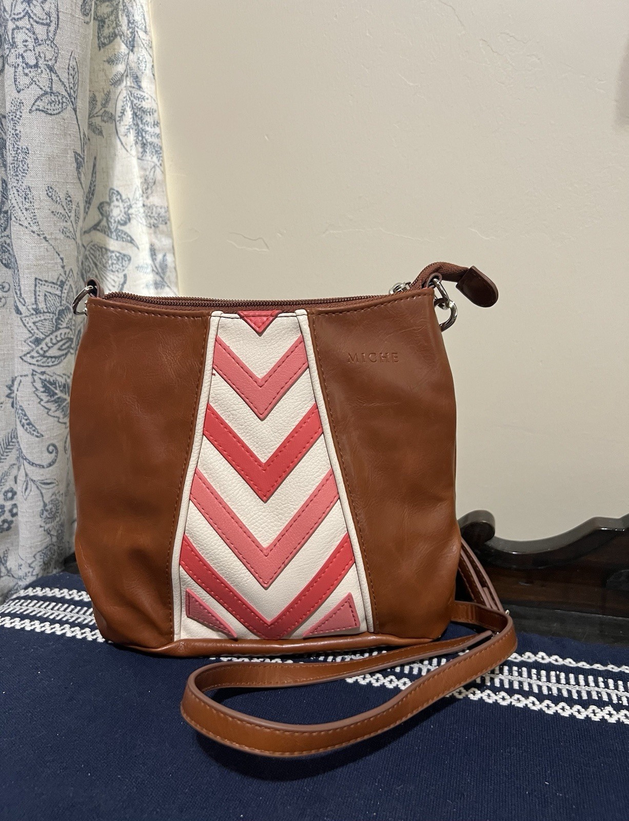 Miche Dee Hip Crossover Bag Shoulder Strap Chevron Burnt Sienna/Coral