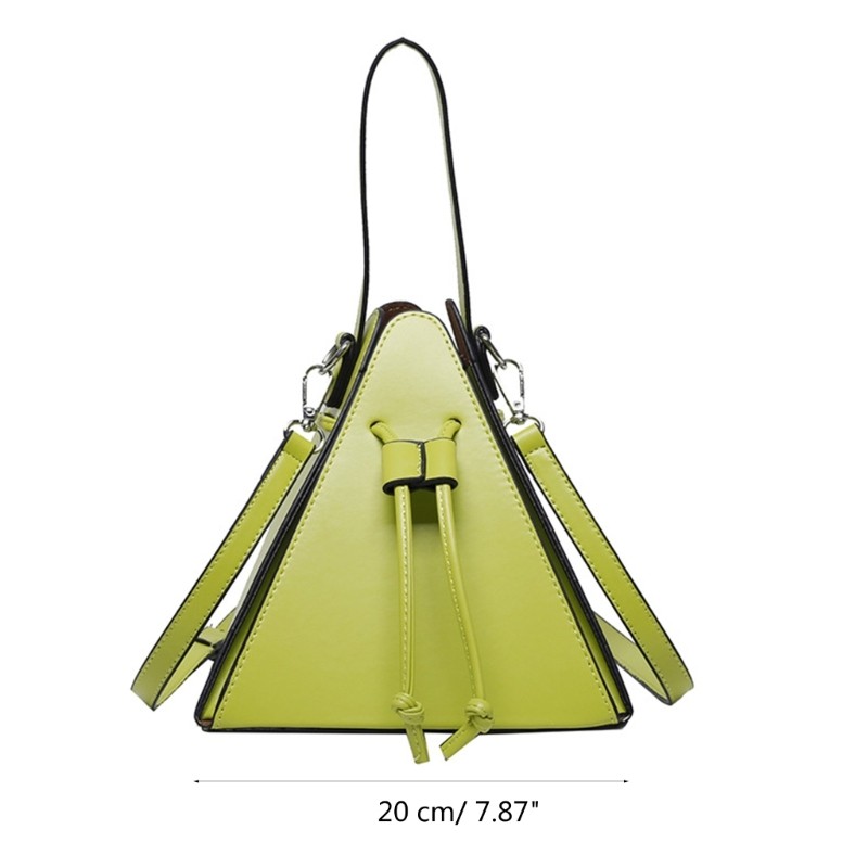 Chic PU Triangle Shoulder Bag Compact Crossbody Bags Handbag for Women and Girls