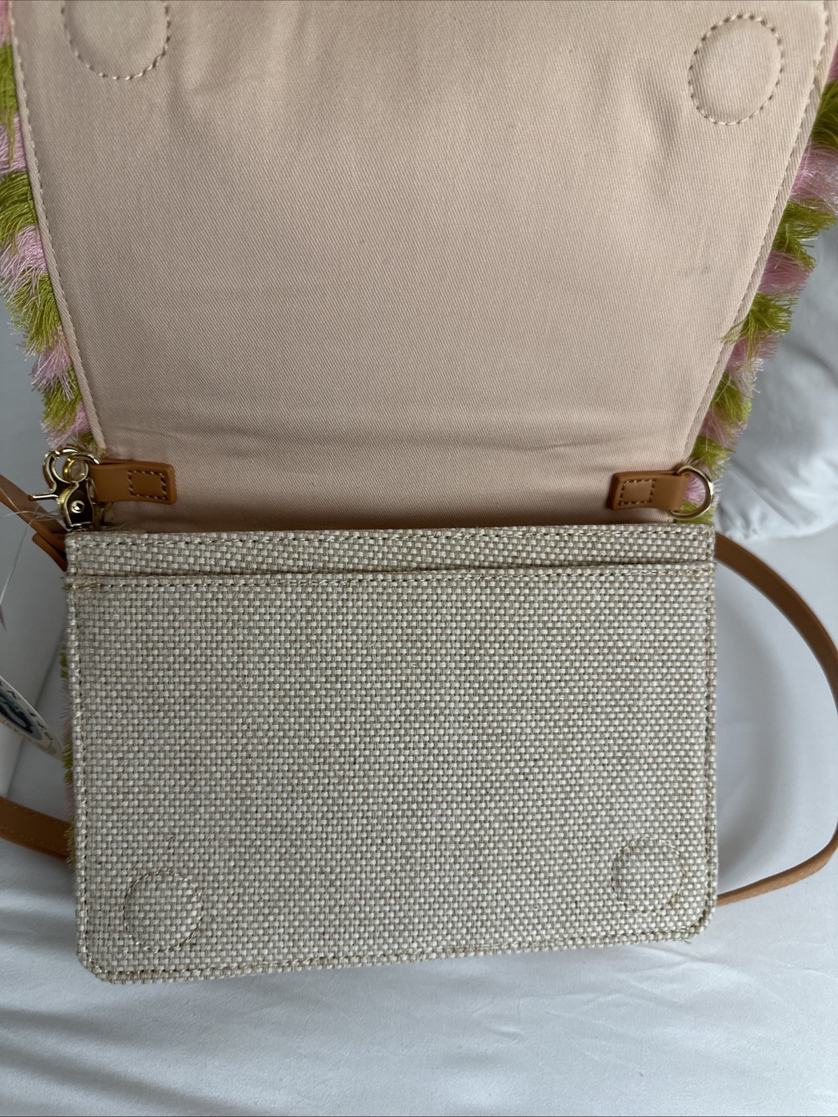 NWT SPARTINA 449 Honey Horn Mod Floral Embroidered Fringe Clutch Crossbody Bag