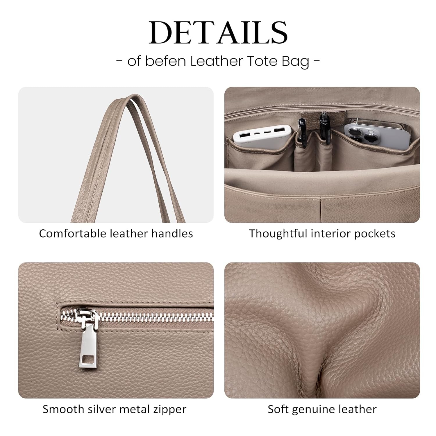 befen Genuine Leather Laptop Tote Bag for Women, Womens 15 Inch Computer Bags Wo
