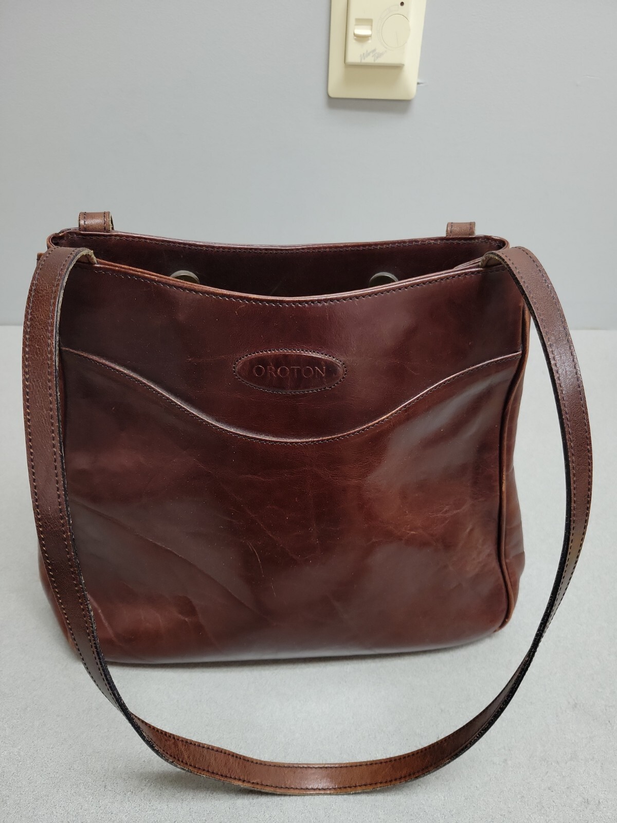 OROTON Brown Australia Leather Handbag Double Strap