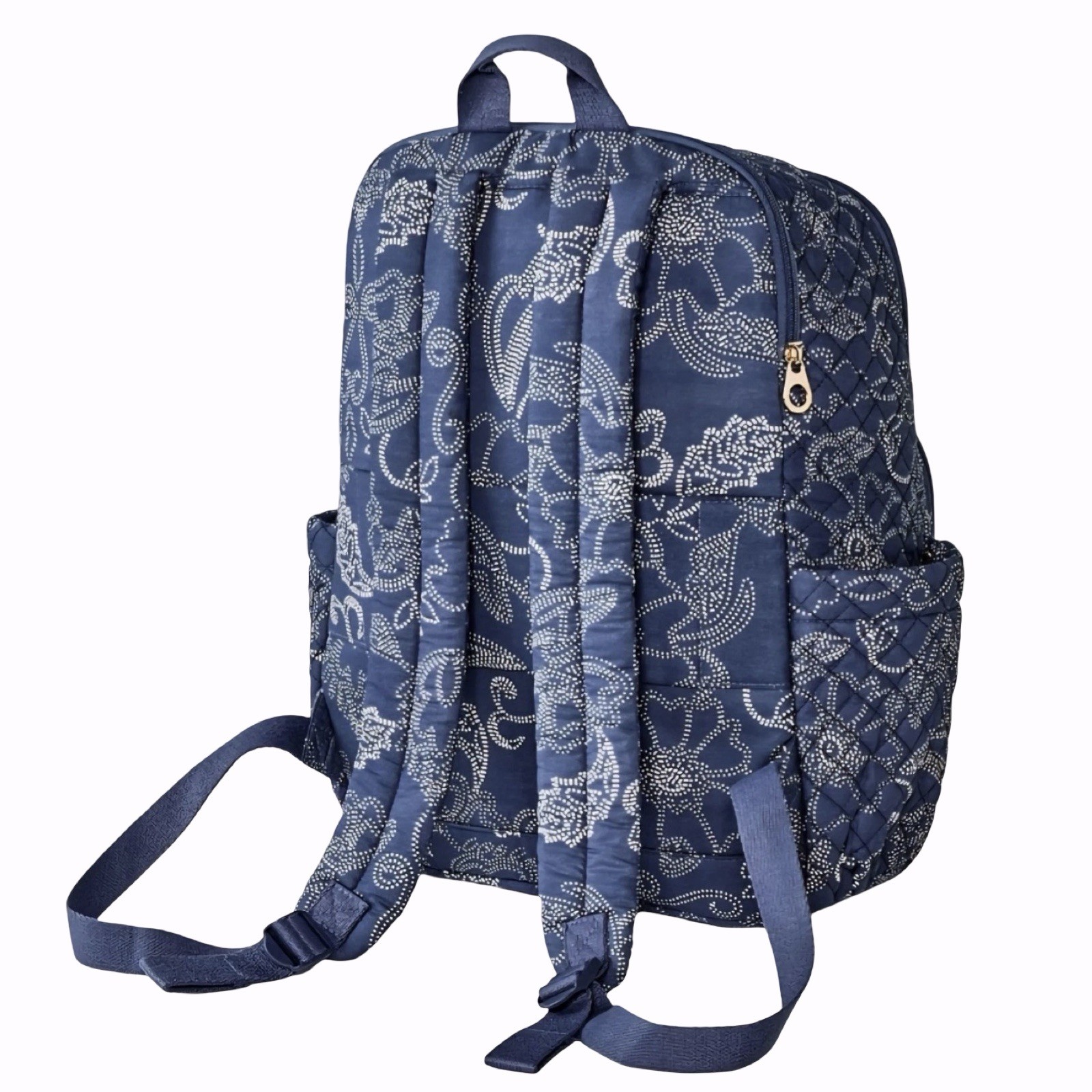Lightweight Large Quilted Dome Backpack Insulated Fits 12″ Laptop Blue 18″H NWT