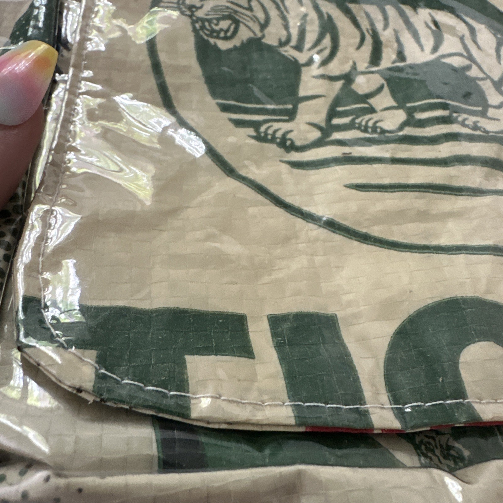 Recycled Cement Sack Messenger Bag Crossbody Tiger Graphic Upcycled Eco Indie