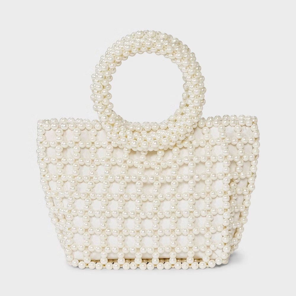 Mini Pearl Beaded Bucket Bag – A New Day Ivory