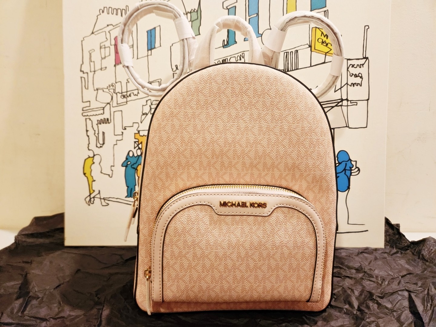 Michael Kors Jaycee Medium Signature Logo Backpack – POWDER BLUSH NWT